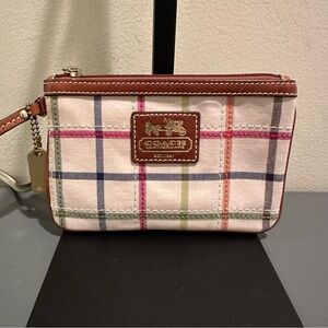Coach Tattersall Multicolor Plaid Wristlet with Original Hangtag
